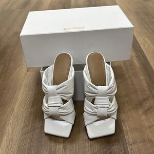 Recto White Patent Padded Mules